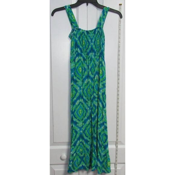 Lilly Rose Girls Blue and Green Speghetti Strap Summer Dress - Picture 2 of 3